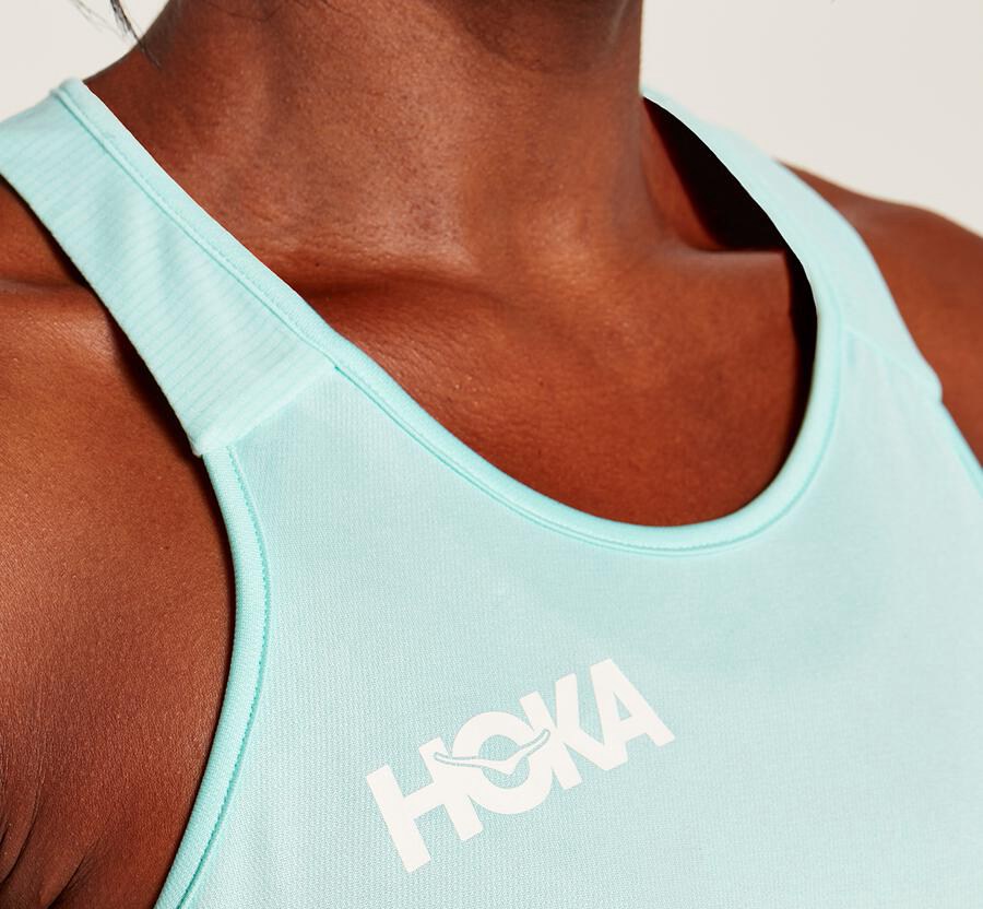 Hoka One One Top Kadın Mavi - Performance Tank - OP4107935